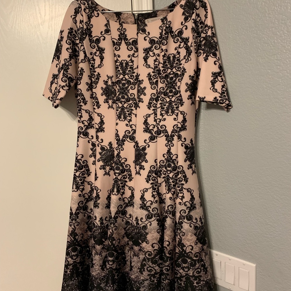 Pink ombré and black dress